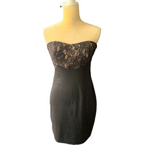 Bloom Black & Tan Lace Sleeveless Mini Dress